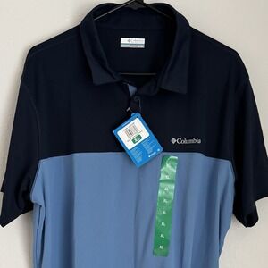 Columbia Men's XL UPF‎ 40+ Button Up Polo Shirt Skylar/Collegiate Navy Blue